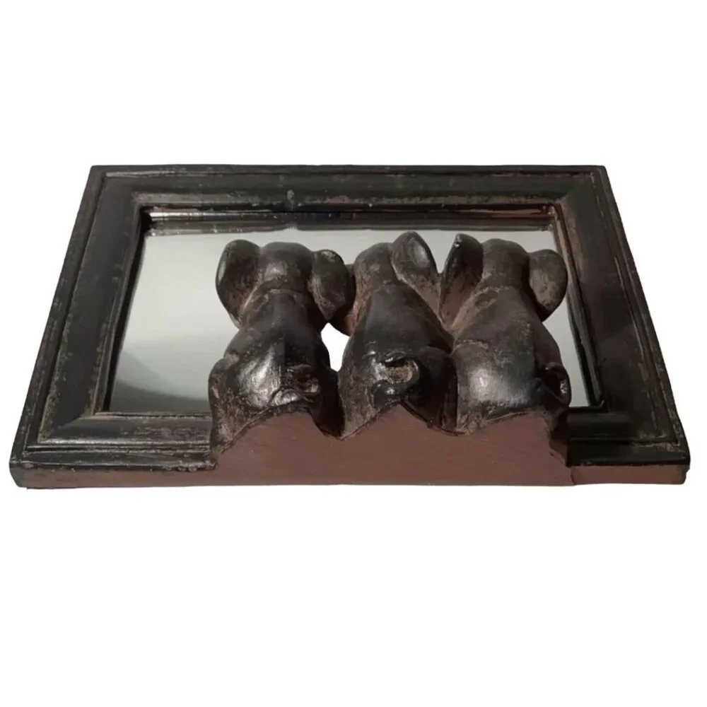 Pier 1 Reflecting Elephants Mirror with Attached Arm Stand